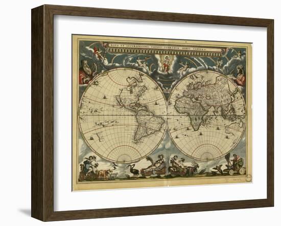 World Map, 17th Century-Science Source-Framed Giclee Print