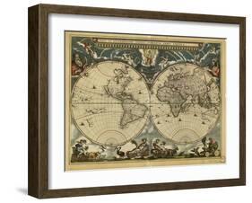 World Map, 17th Century-Science Source-Framed Giclee Print