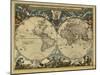 World Map, 17th Century-Science Source-Mounted Giclee Print