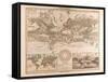 World Map, 1872-null-Framed Stretched Canvas