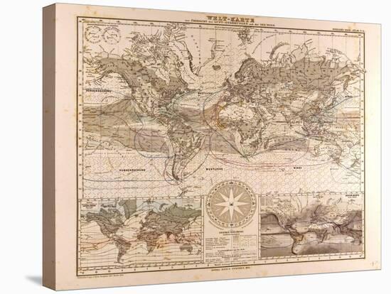 World Map, 1872-null-Stretched Canvas
