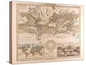 World Map, 1872-null-Stretched Canvas