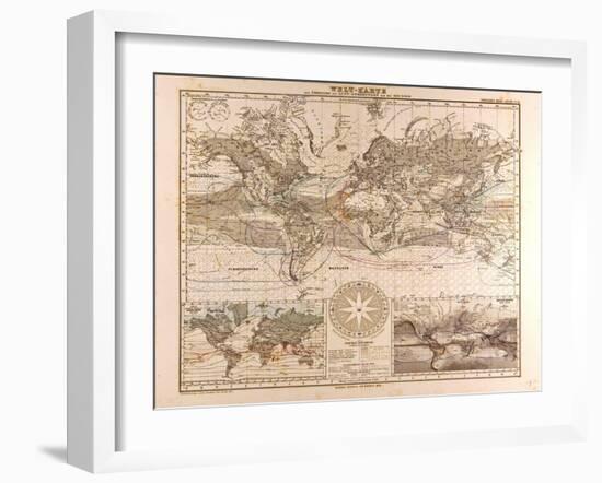 World Map, 1872-null-Framed Giclee Print