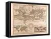 World Map, 1872-null-Framed Stretched Canvas