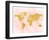 World Map 4-Peach & Gold-Framed Art Print