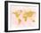 World Map 4-Peach & Gold-Framed Art Print