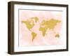 World Map 4-Peach & Gold-Framed Art Print