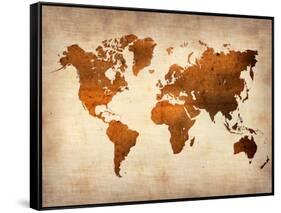 World  Map 7-NaxArt-Framed Stretched Canvas