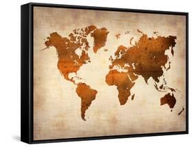World  Map 7-NaxArt-Framed Stretched Canvas