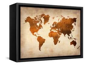 World  Map 7-NaxArt-Framed Stretched Canvas