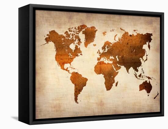 World  Map 7-NaxArt-Framed Stretched Canvas