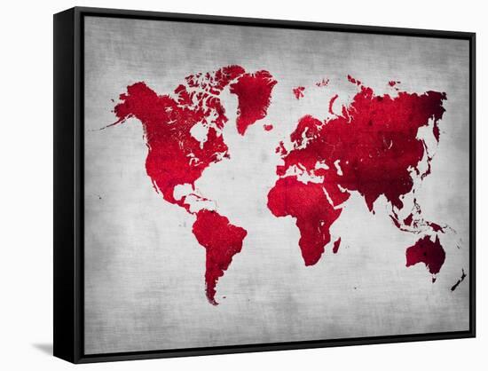 World  Map 9-NaxArt-Framed Stretched Canvas