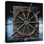World Map and Ship's Wheel-Colin Anderson-Stretched Canvas