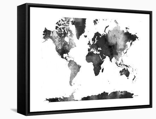 World Map BG 1-Marlene Watson-Framed Stretched Canvas