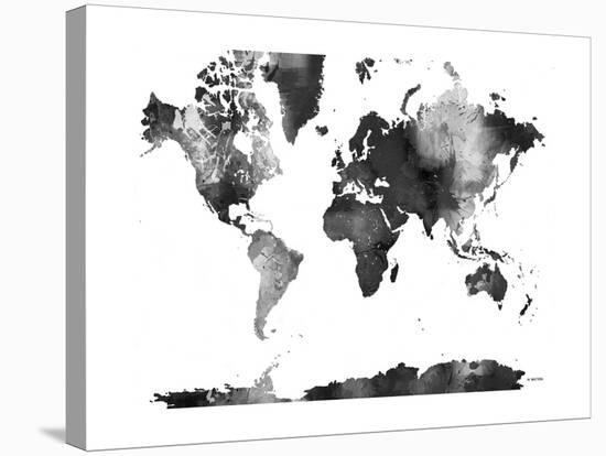World Map BG 1-Marlene Watson-Stretched Canvas