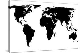 World Map - Black On White-Jacques70-Stretched Canvas