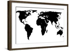 World Map - Black On White-Jacques70-Framed Art Print