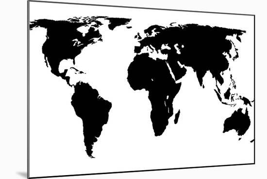 World Map - Black On White-Jacques70-Mounted Art Print