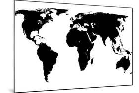 World Map - Black On White-Jacques70-Mounted Art Print