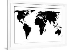 World Map - Black On White-Jacques70-Framed Art Print