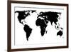 World Map - Black On White-Jacques70-Framed Art Print