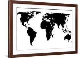 World Map - Black On White-Jacques70-Framed Art Print