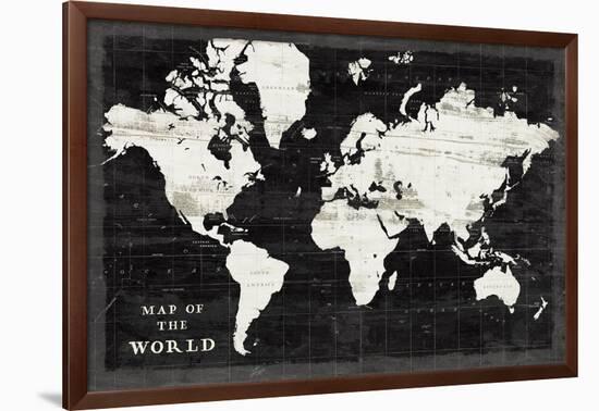 World Map Black-Sue Schlabach-Framed Art Print