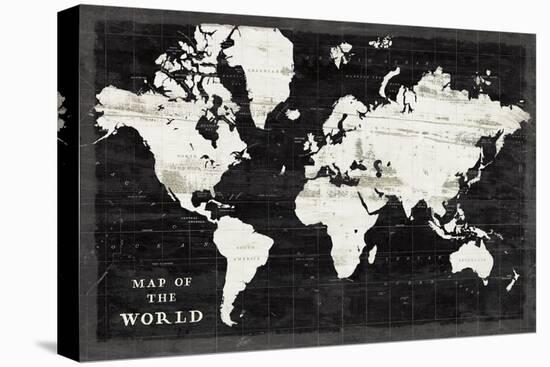 World Map Black-Sue Schlabach-Stretched Canvas