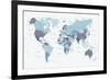 World Map Blue 1-Urban Epiphany-Framed Art Print