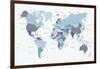 World Map Blue 1-Urban Epiphany-Framed Art Print