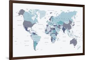 World Map Blue 1-Urban Epiphany-Framed Art Print