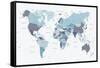 World Map Blue 1-Urban Epiphany-Framed Stretched Canvas