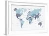 World Map Blue 1-Urban Epiphany-Framed Art Print