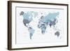 World Map Blue 1-Urban Epiphany-Framed Art Print