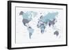 World Map Blue 1-Urban Epiphany-Framed Art Print