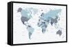 World Map Blue 1-Urban Epiphany-Framed Stretched Canvas