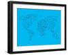 World Map Blue 1-NaxArt-Framed Art Print