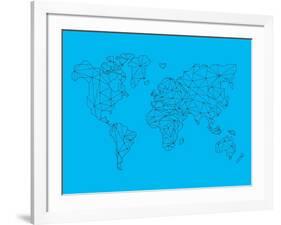 World Map Blue 1-NaxArt-Framed Art Print