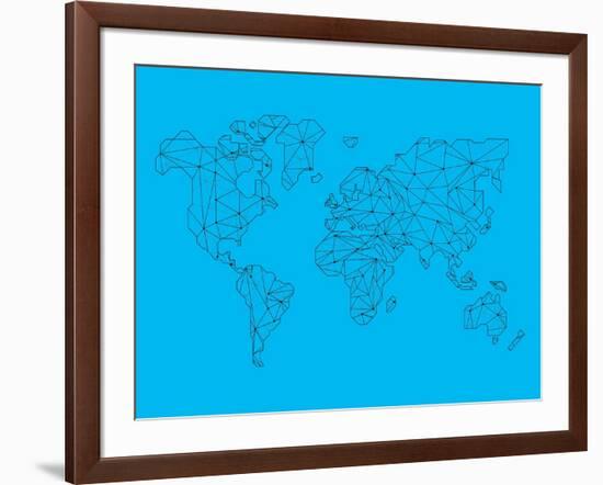 World Map Blue 1-NaxArt-Framed Art Print