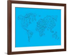 World Map Blue 1-NaxArt-Framed Art Print