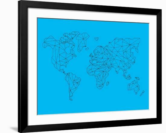 World Map Blue 1-NaxArt-Framed Art Print