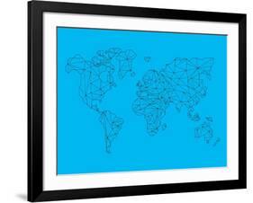 World Map Blue 1-NaxArt-Framed Art Print