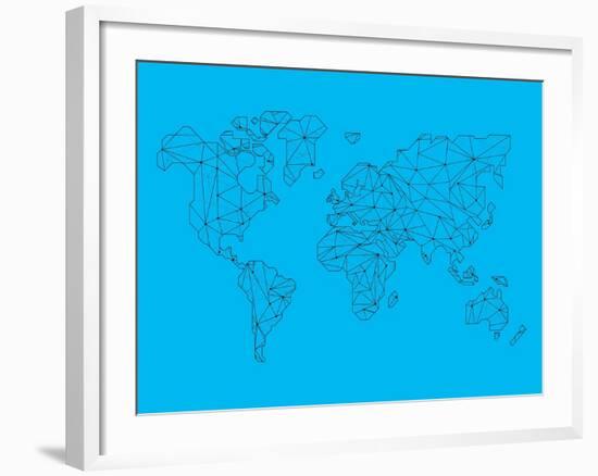 World Map Blue 1-NaxArt-Framed Art Print