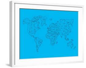 World Map Blue 1-NaxArt-Framed Art Print