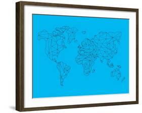 World Map Blue 1-NaxArt-Framed Art Print