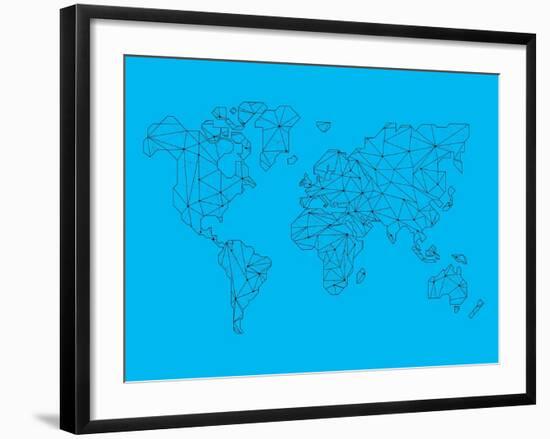 World Map Blue 1-NaxArt-Framed Art Print