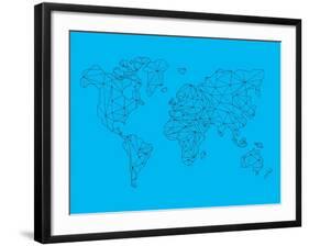 World Map Blue 1-NaxArt-Framed Art Print