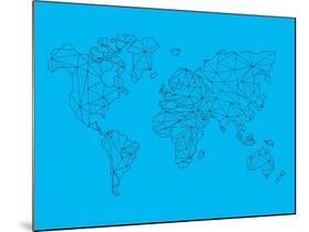 World Map Blue 1-NaxArt-Mounted Art Print