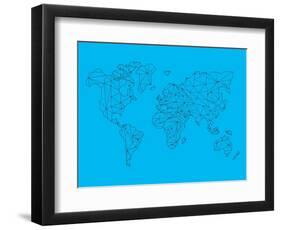 World Map Blue 1-NaxArt-Framed Art Print