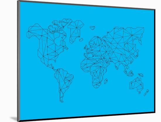 World Map Blue 1-NaxArt-Mounted Art Print